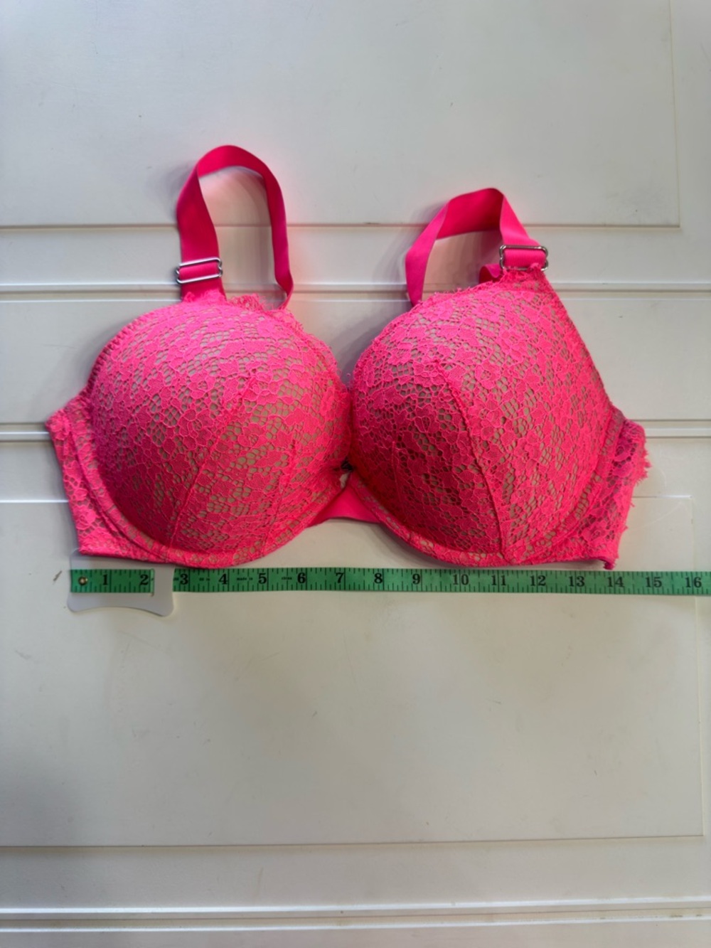Victorias Secret Women’s Sz 38D Bright Pink Lace Very Sexy Push Up Bra - Picture 4 of 4